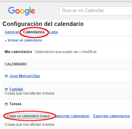 Crear un calendario Google Calendar